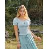 image:imageScarlet Darkness Peasant Blouse for Women Off Shoulder Puff Sleeve Smocked Waist Summer TopsLight Blue