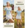 image:imageScarlet Darkness Peasant Blouse for Women Off Shoulder Puff Sleeve Smocked Waist Summer TopsLight Blue