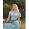 image:imageScarlet Darkness Peasant Blouse for Women Off Shoulder Puff Sleeve Smocked Waist Summer TopsLight Blue