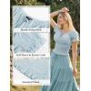 image:imageScarlet Darkness Peasant Blouse for Women Off Shoulder Puff Sleeve Smocked Waist Summer TopsLight Blue