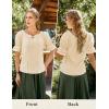 image:imageScarlet Darkness Peasant Blouses for Women Cotton Off The Shoulder Top Puff Sleeve Renaissance ShirtApricot