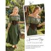 image:imageScarlet Darkness Peasant Blouses for Women Cotton Off The Shoulder Top Puff Sleeve Renaissance ShirtGreen