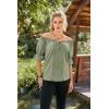 image:imageScarlet Darkness Peasant Blouses for Women Cotton Off The Shoulder Top Puff Sleeve Renaissance ShirtGreen