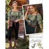 image:imageScarlet Darkness Peasant Blouses for Women Cotton Off The Shoulder Top Puff Sleeve Renaissance ShirtGreen