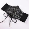 image:imageScarlet Darkness Renaissance Corset Belt Laceup Tied Waspie Wide Elastic Waist Belts for WomenBlack Floral