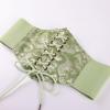 image:imageScarlet Darkness Renaissance Corset Belt Laceup Tied Waspie Wide Elastic Waist Belts for WomenGreen Floral