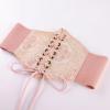 image:imageScarlet Darkness Renaissance Corset Belt Laceup Tied Waspie Wide Elastic Waist Belts for WomenPink Floral