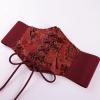image:imageScarlet Darkness Renaissance Corset Belt Laceup Tied Waspie Wide Elastic Waist Belts for WomenWine Red Floral