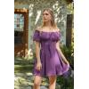 image:imageScarlet Darkness Renaissance Costume Women Corset Dress Midi Off Shoulder Fairy DressesGrape Purple
