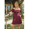 image:imageScarlet Darkness Renaissance Costume Women Corset Dress Midi Off Shoulder Fairy DressesWine Red