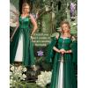 image:imageScarlet Darkness Renaissance Costume Women Fairy Corset Dress Medieval 2 Piece Set Bell Sleeve Cosplay OverdressDark Green