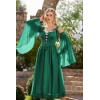 image:imageScarlet Darkness Renaissance Costume Women Fairy Corset Dress Medieval 2 Piece Set Bell Sleeve Cosplay OverdressDark Green