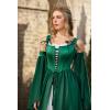 image:imageScarlet Darkness Renaissance Costume Women Fairy Corset Dress Medieval 2 Piece Set Bell Sleeve Cosplay OverdressDark Green