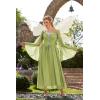 image:imageScarlet Darkness Renaissance Costume Women Fairy Corset Dress Medieval 2 Piece Set Bell Sleeve Cosplay OverdressLight Green