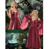 image:imageScarlet Darkness Renaissance Costume Women Fairy Corset Dress Medieval 2 Piece Set Bell Sleeve Cosplay OverdressWine Red