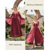 image:imageScarlet Darkness Renaissance Costume Women Fairy Corset Dress Medieval 2 Piece Set Bell Sleeve Cosplay OverdressWine Red