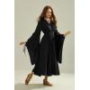 image:imageScarlet Darkness Renaissance Costume Women Fairy Dress V Neck Drawstring Bell Sleeve Long Dress with Pockets
