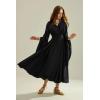 image:imageScarlet Darkness Renaissance Costume Women Fairy Dress V Neck Drawstring Bell Sleeve Long Dress with Pockets