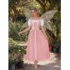 image:imageScarlet Darkness Renaissance Costume Women Medieval Corset Dress Puff Sleeve Fairy DressLight Pink
