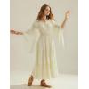 image:imageScarlet Darkness Renaissance Costume Women Off Shoulder Bell Sleeve Tiered Maxi DressApricot