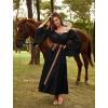 image:imageScarlet Darkness Renaissance Costume Women Off Shoulder Bell Sleeve Tiered Maxi DressBlack