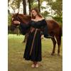image:imageScarlet Darkness Renaissance Costume Women Off Shoulder Bell Sleeve Tiered Maxi DressBlack