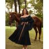 image:imageScarlet Darkness Renaissance Costume Women Off Shoulder Bell Sleeve Tiered Maxi DressBlack
