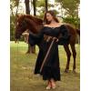 image:imageScarlet Darkness Renaissance Costume Women Off Shoulder Bell Sleeve Tiered Maxi DressBlack