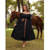 image:imageScarlet Darkness Renaissance Costume Women Off Shoulder Bell Sleeve Tiered Maxi DressBlack