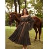 image:imageScarlet Darkness Renaissance Costume Women Off Shoulder Bell Sleeve Tiered Maxi DressBrown