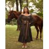 image:imageScarlet Darkness Renaissance Costume Women Off Shoulder Bell Sleeve Tiered Maxi DressBrown