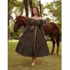 image:imageScarlet Darkness Renaissance Costume Women Off Shoulder Bell Sleeve Tiered Maxi DressBrown