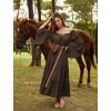 image:imageScarlet Darkness Renaissance Costume Women Off Shoulder Bell Sleeve Tiered Maxi DressBrown