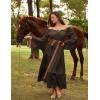 image:imageScarlet Darkness Renaissance Costume Women Off Shoulder Bell Sleeve Tiered Maxi DressBrown