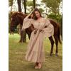 image:imageScarlet Darkness Renaissance Costume Women Off Shoulder Bell Sleeve Tiered Maxi DressKhaki