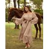 image:imageScarlet Darkness Renaissance Costume Women Off Shoulder Bell Sleeve Tiered Maxi DressKhaki