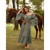 image:imageScarlet Darkness Renaissance Costume Women Off Shoulder Bell Sleeve Tiered Maxi DressMoss Green