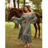 image:imageScarlet Darkness Renaissance Costume Women Off Shoulder Bell Sleeve Tiered Maxi DressMoss Green