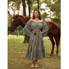 image:imageScarlet Darkness Renaissance Costume Women Off Shoulder Bell Sleeve Tiered Maxi DressMoss Green