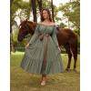 image:imageScarlet Darkness Renaissance Costume Women Off Shoulder Bell Sleeve Tiered Maxi DressMoss Green
