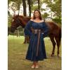 image:imageScarlet Darkness Renaissance Costume Women Off Shoulder Bell Sleeve Tiered Maxi DressNavy Blue