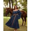 image:imageScarlet Darkness Renaissance Costume Women Off Shoulder Bell Sleeve Tiered Maxi DressNavy Blue