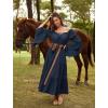 image:imageScarlet Darkness Renaissance Costume Women Off Shoulder Bell Sleeve Tiered Maxi DressNavy Blue