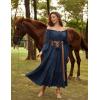 image:imageScarlet Darkness Renaissance Costume Women Off Shoulder Bell Sleeve Tiered Maxi DressNavy Blue