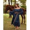 image:imageScarlet Darkness Renaissance Costume Women Off Shoulder Bell Sleeve Tiered Maxi DressNavy Blue