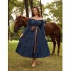 image:imageScarlet Darkness Renaissance Costume Women Off Shoulder Bell Sleeve Tiered Maxi DressNavy Blue