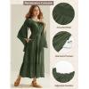 image:imageScarlet Darkness Renaissance Costume Women Off Shoulder Bell Sleeve Tiered Maxi DressOlive Green