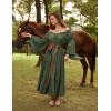image:imageScarlet Darkness Renaissance Costume Women Off Shoulder Bell Sleeve Tiered Maxi DressOlive Green