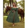 image:imageScarlet Darkness Renaissance Costume Women Off Shoulder Bell Sleeve Tiered Maxi DressOlive Green