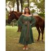 image:imageScarlet Darkness Renaissance Costume Women Off Shoulder Bell Sleeve Tiered Maxi DressOlive Green